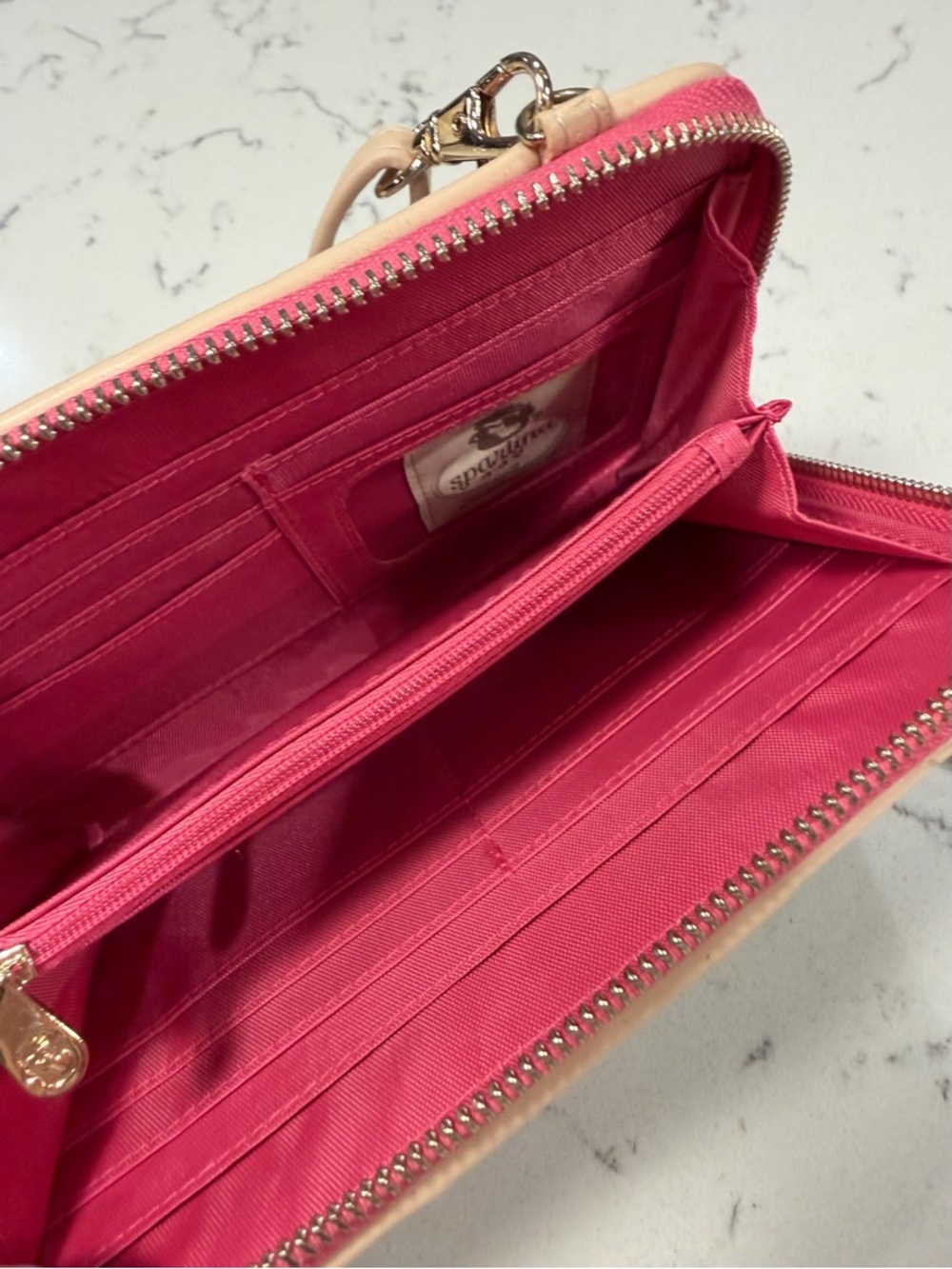 Spartina 449 Aqua Multi Florida Map Wristlet with Pink Trim - Picture 4 of 4